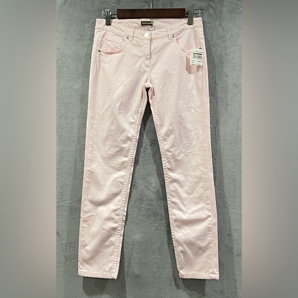 Roberto Cavalli Nude Pink Straight Leg Jeans Missing Size Tag Authentic NWT